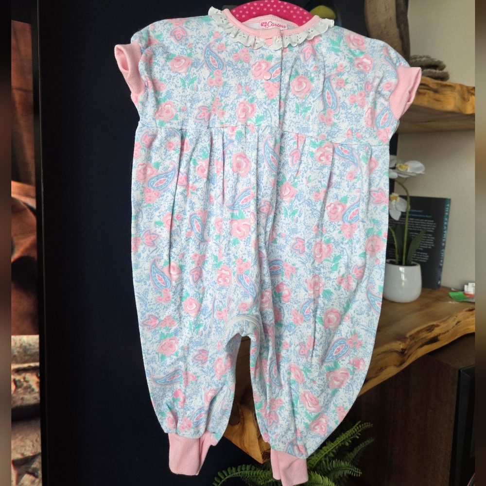Vintage Carter's Made In USA Floral Zip Sleeper Size 6 Months 80s 90s